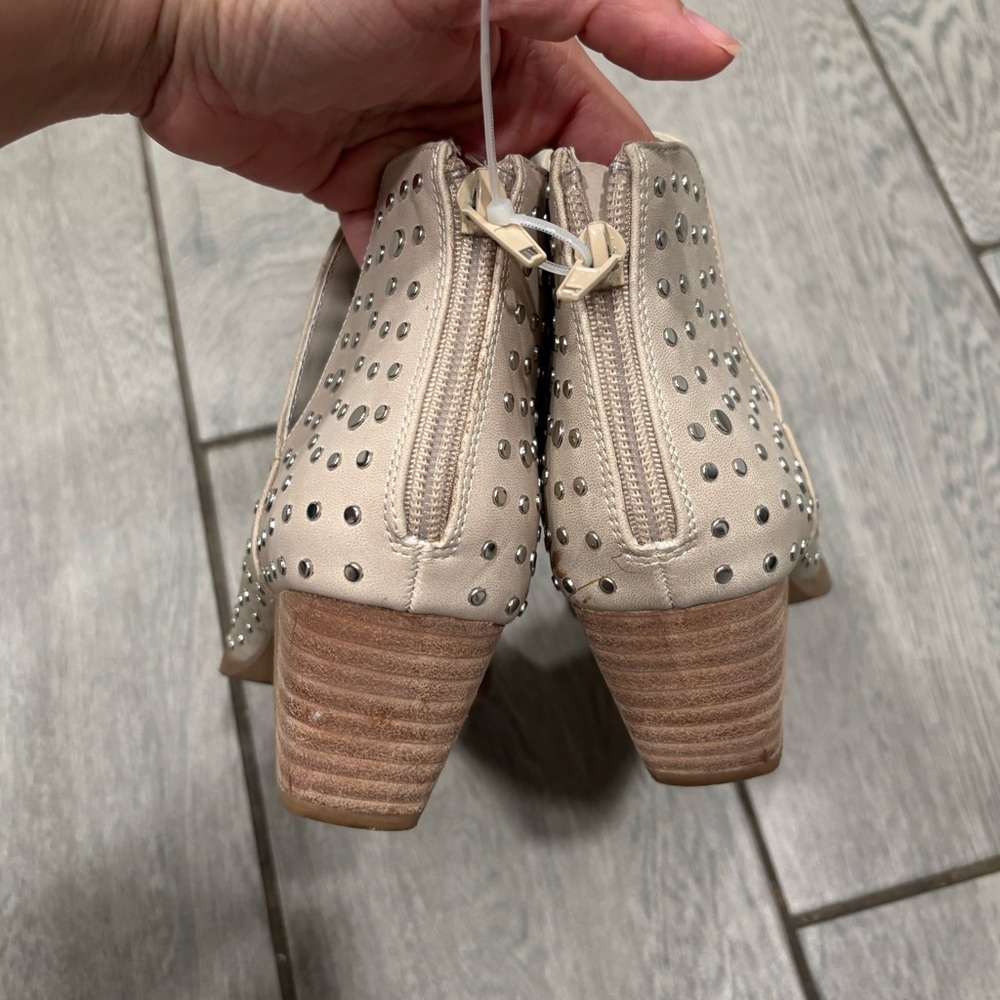 Altar'd State Yasmine Studded Western Style Booties Cream Women's Size 6 - Picture 4 of 9